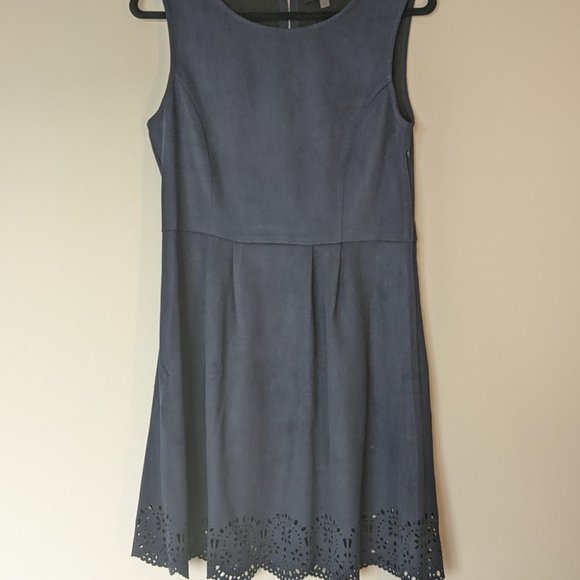 Devoted Luxury Apparel Blue Faux Suede Dress EUC - Picture 2 of 9